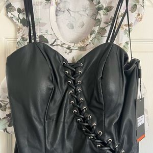 Women’s size 12 leather like formal dress in black